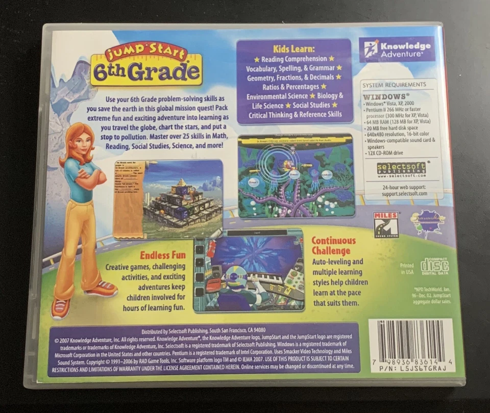 Jump Start 6th Grade 2007 Education CD-Rom Software Windows Vista/XP/2000 - Image 2 of 4