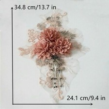 UK STOCK 3D Floral Embroidery Applique Lace Patch Decors for Wedding Dress Sew
