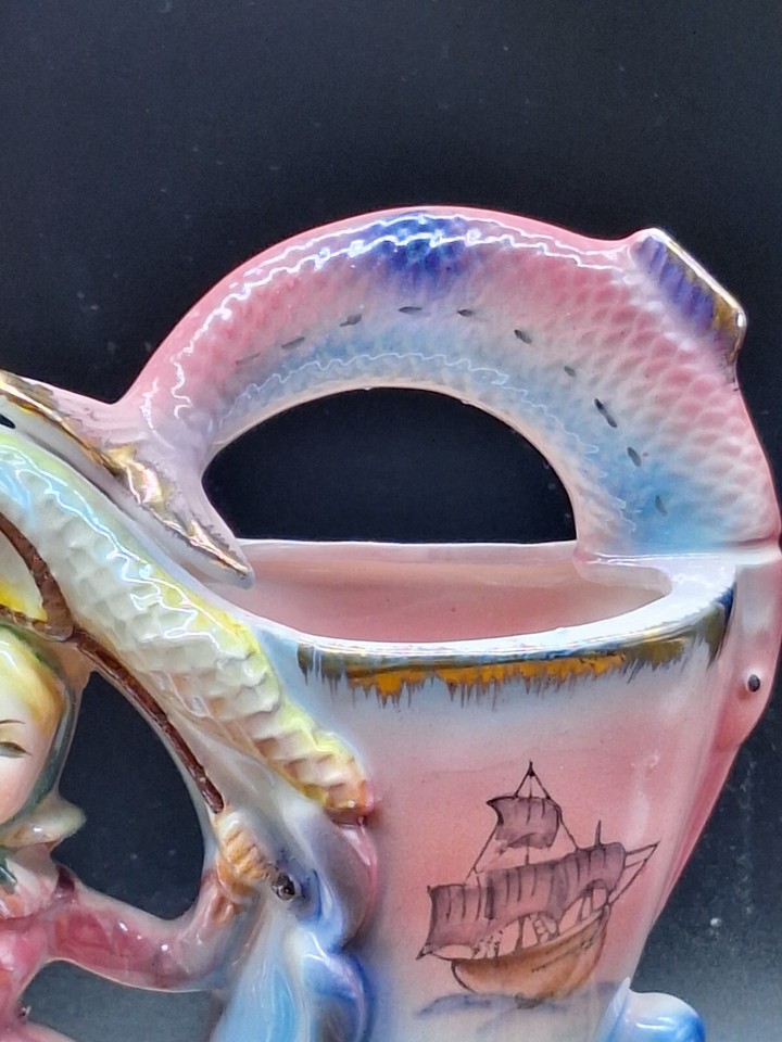 Lustre ware Pearlized PinkBlue Porcelain Vase w/Gold Trim girl