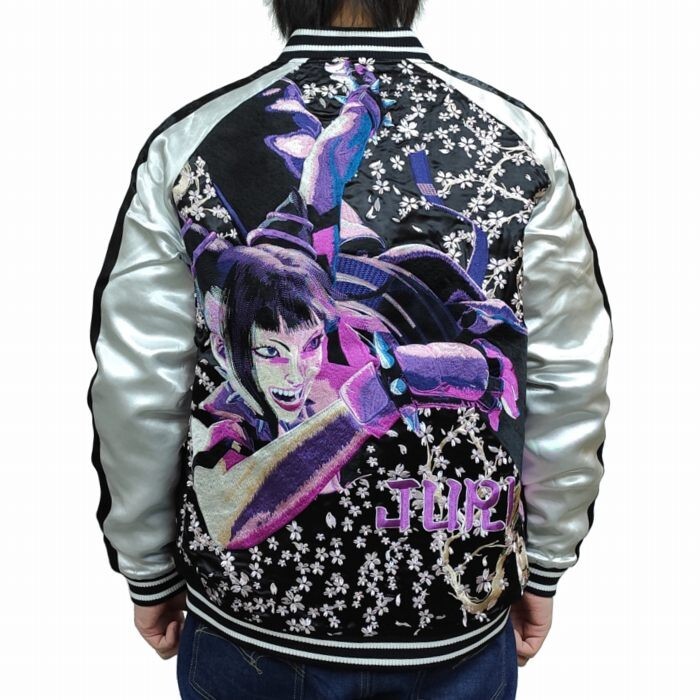 Street Fighter 6 Juri Han Satin Jacket Embroidery Sukajan
