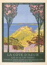 La Côte d'Azur (Eze et le Cap Ferrat) Vintage Travel Poster - Art Print
