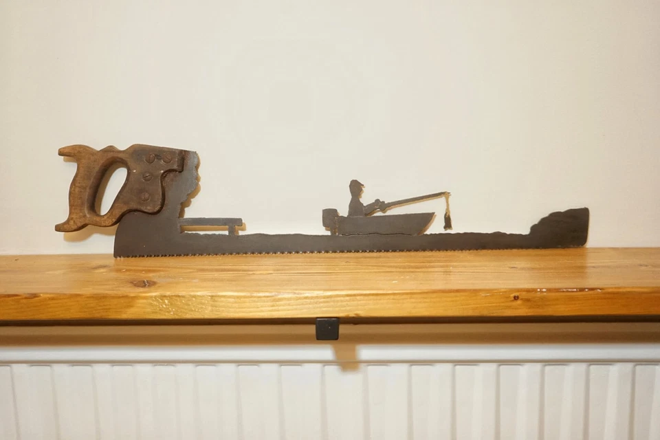 Man Fishing On A Boat Angler Rod Lake Saw Wood Hobby Fly Rope Fishwrman - Image 3 of 3