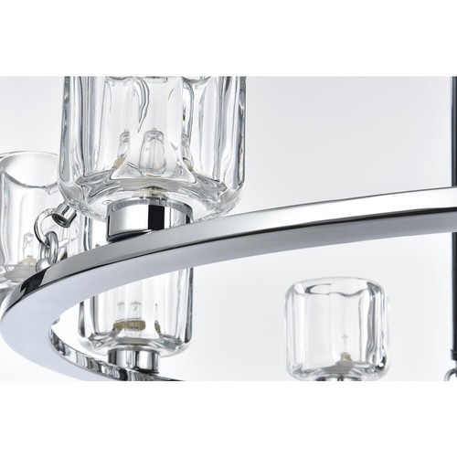 Chandelier Living Dining Room 9 Light Fixture Chrome Lighting Glass Shades 32" - Bild 6 von 8