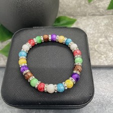 Handmade Beaded Stackable 6.25  Plus Stretch Bracelet New Chakra A1653