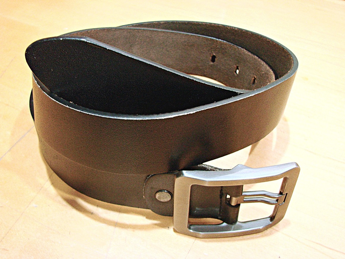 Oveynersin Mens Black Genuine Leather Metal Buckle Adjustable