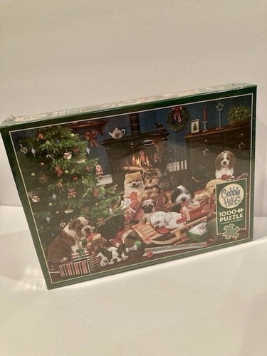 NEW Cobble Hill 1000-Piece Jigsaw Puzzle “Christmas Puppies” Sealed Puppy Puzzle