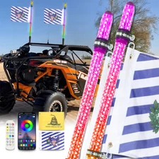 2PCS 4FT Spiral LED Whip Light Antenna RGB Chasing For Cam-am X3 RZR UTV ATV SUV