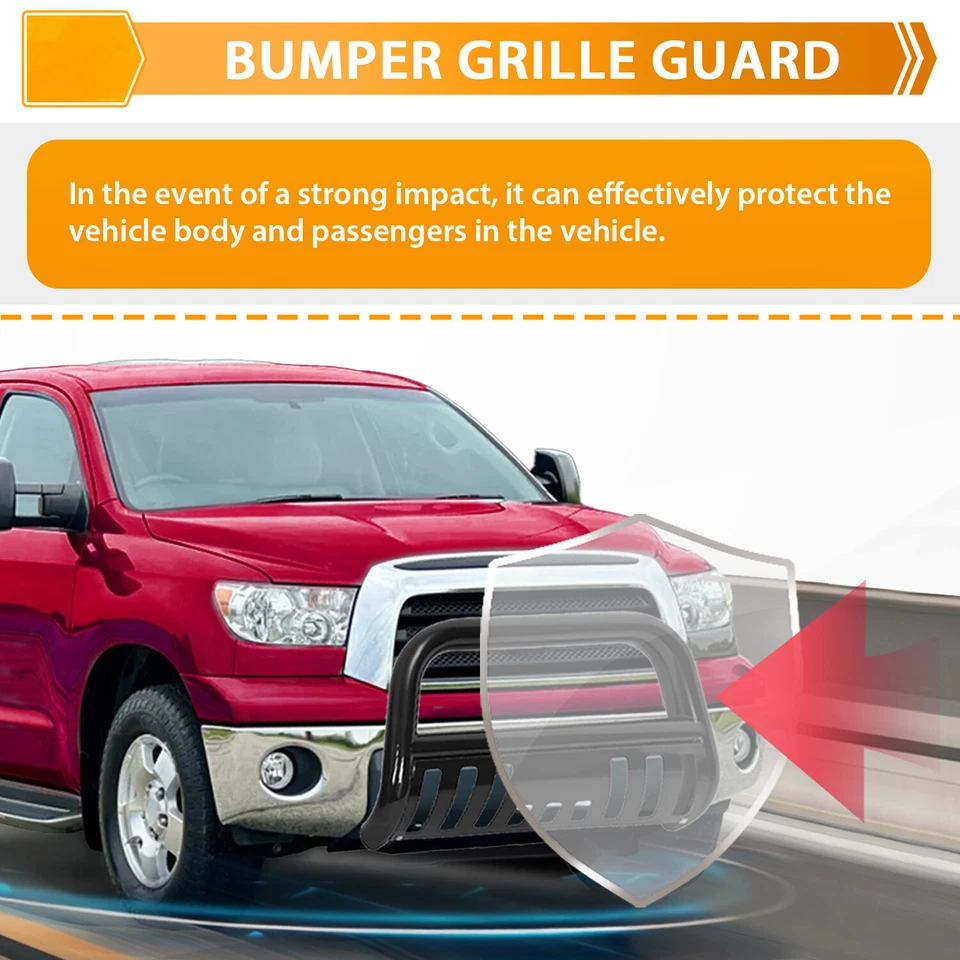 Protector de rejilla de parachoques con cepillo de empuje de barra Bull de acero para Toyota Tundra Sequoia 07-2022 Foto 3 de 4