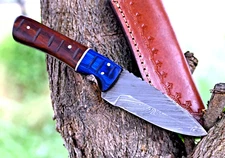 CUSTOM MADE HAND FORGED DAMASCUS STEEL FIX BLADE SKINNING HUNTING KNIFE 1977