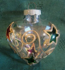 VTG SHINY BRITE RARE GLASS SHOOTING STAR HEART  XMAS ORNAMENT SUNCATCHER