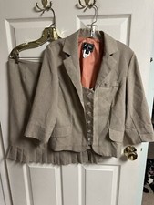 Sweet Suit Pleated Skirt Jacket Set VNT 80 90s Schoolgirl Brown Beige Tan Med 12