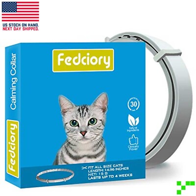 30-Day Calming Collar for Cats Natural Pheromone Lavender Lemongrass Kitty Gray