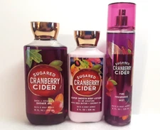 Bath Body Works Sugared Cranberry Cider Fragrance Mist Lotion & Shower Gel Rare
