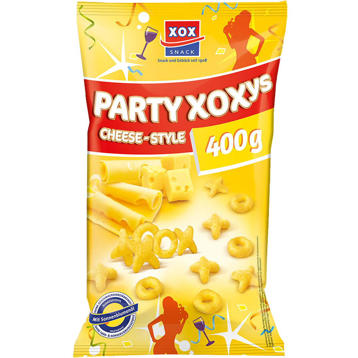 Xox Fiesta Xoxys Cheese Estilo Maíz Snack Con Geriebenem Queso 400g