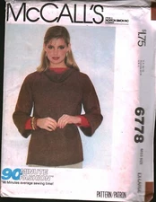 6778 Vintage McCalls SEWING Pattern Misses 1970s Pullover Shirt Top UNCUT Medium