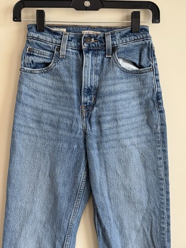 Levis 70s High Slim Straight Jeans Womens 23 Blue Premium Stretch Zipper Big E - Picture 2 of 16