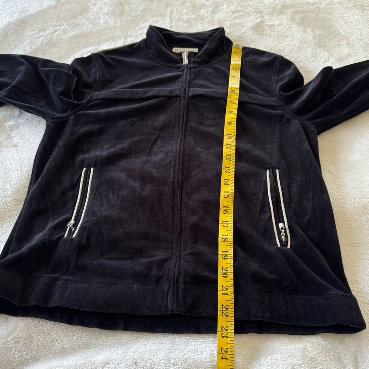 Vintage St. John Sport Black Velour Athleisure Zip Up Jacket