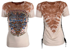 Affliction Women's T-Shirt Firerthorn Rock Biker Tattoo