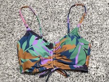 Shade  Shore Women's S 4-6 Longline Tunneled Tie-Front Bralette Bikini Top