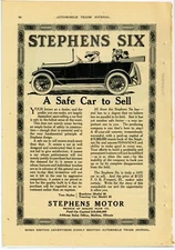 1916 Stephens Six Motor Cars Ad: Branch of Moline Plow Co., Moline, Illinois
