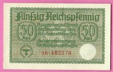 GERMANY OCCUPIED TERRITORIES  WW ll 50 Rpf EAGLE W/H SWASTIKA 1940-45s aUNC 1615