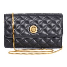 BRAND NEW VERSACE MEDUSA BLACK LEATHER CHAIN SHOULDER WALLET DBSI159S 1A03912
