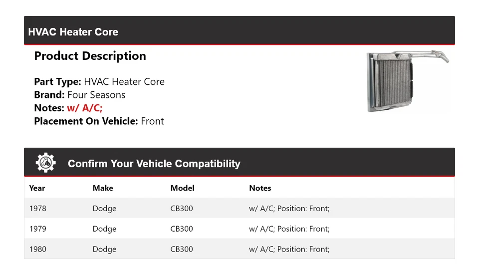 Передний сердечник отопителя ОВК 1978-1980 Dodge CB300 4 сезона 1979 - Изображение 2 из 4