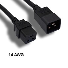 Lot10 1Ft Black Heavy Duty Power Cord IEC60320 C19 to C20 14AWG 15A/250V PDU U