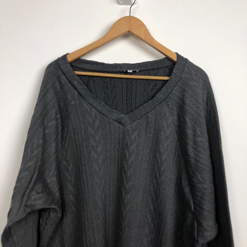 White Birch Women's Long Sleeve V Neck Pullover Sweater Solid Gray Size 1X - Picture 2 of 4