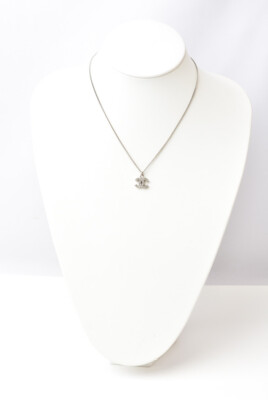 CHANEL Necklace/Pendant CHANEL COCO Mark/CC Rhinestone Silver