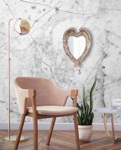 Vintage Angel Wings Wall Mirror Shabby Chic Heart Shaped Vanity Home Decor Gift - Picture 4 of 24