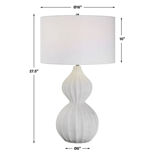 Uttermost Antoinette Contemporary Iron Stone and Fabric Table Lamp in White - Picture 7 of 7