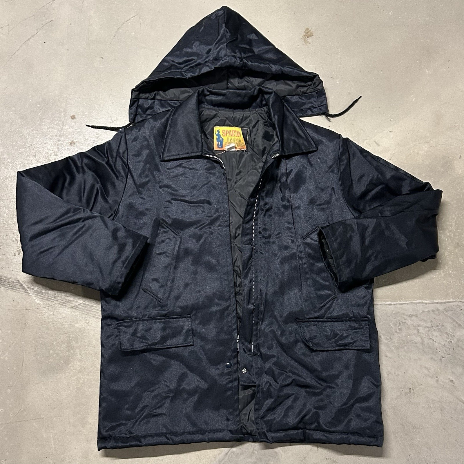 Vintage 1970s Workwear Parka Jacket W Zipped Hood Mens Size XL Made In USA RARE