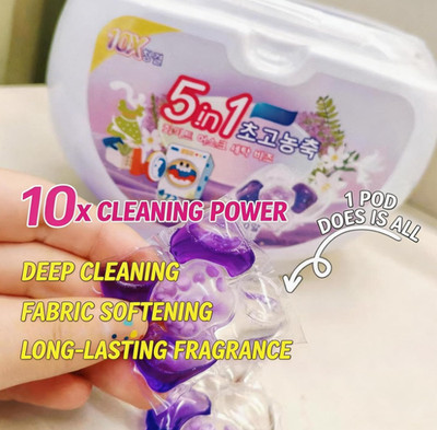 5-in-1 White Musk Laundry Detergent Pods, 5 in 1 Laundry Pods with Fabric