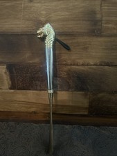 Equestrian 12  Long Metal Shoe Brass Lion Head