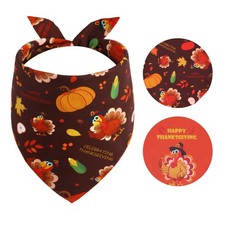 Small Thanksgiving Dog Bandana Triangle Reversible Fall Autumn Scarf Bib