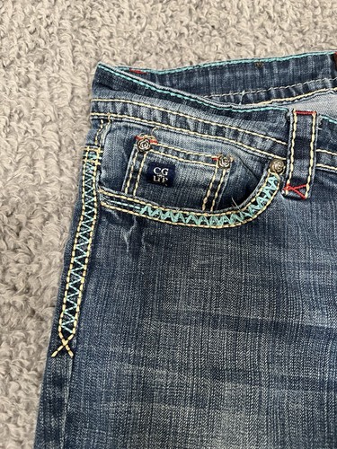Cowgirl Up Thick Colorful Stitching &studded Boot Cut Denim jeans Women's 30x34 - Picture 3 of 11