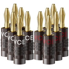 Banana Plugs, Speaker Wire Connectors, 4mm 24K Gold Plated Dual-Screw Type fo...