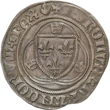 [#1506974] France, Charles VII, Blanc à la couronne, 1436-1461, Laon, Billon, AU