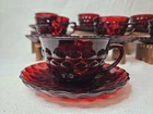 Vintage Anchor Hocking Royal Ruby Red Bubble Cup & Saucer 1-10 Sets Available