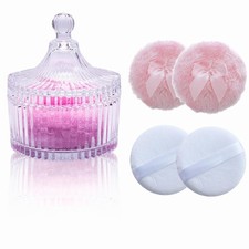 5Pcs Dusting Powder Container with Puff, 3.4Inch Crystal Body Powder Container..