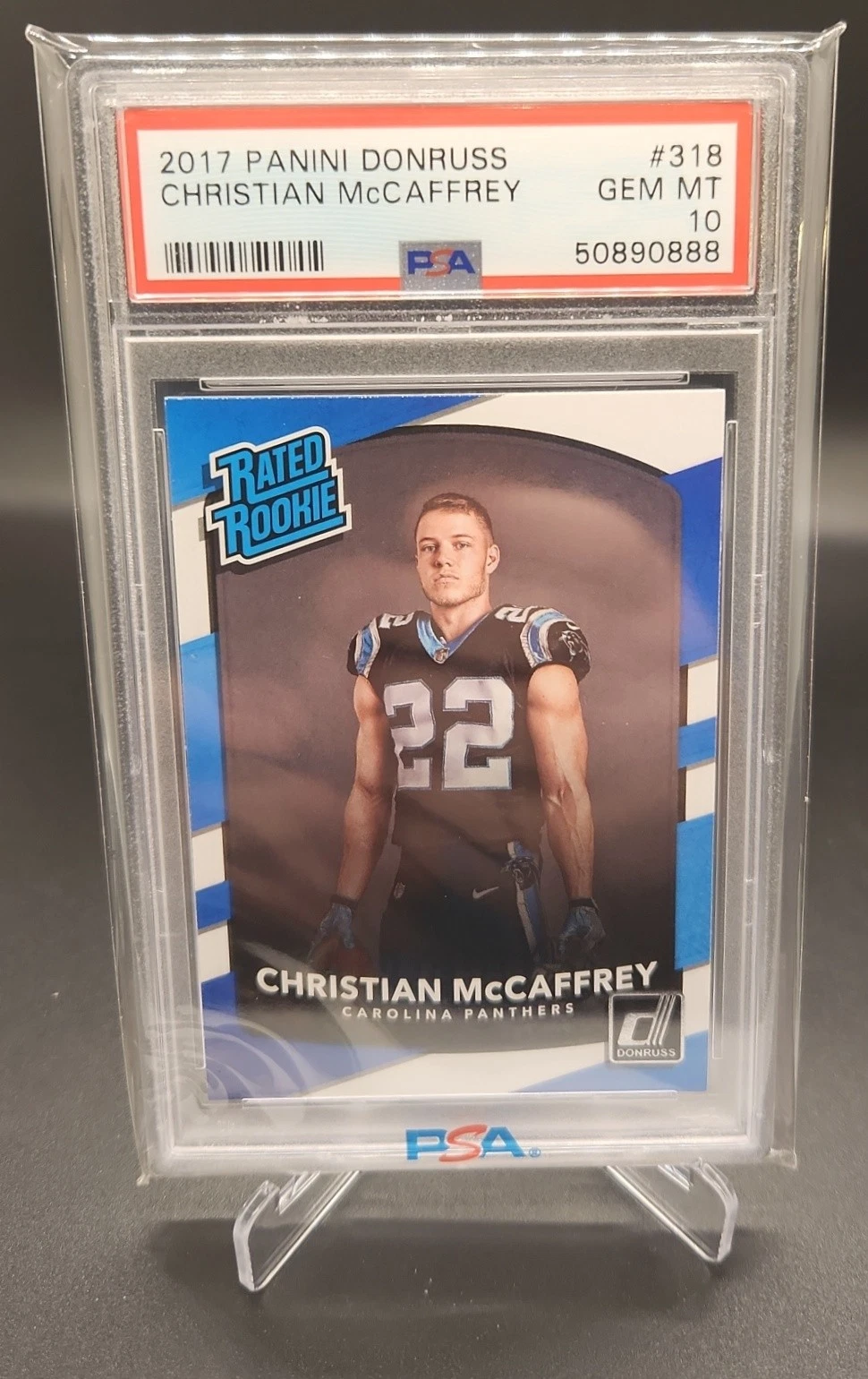 Deal for 2017 Panini Donruss Christian McCaffrey #318 RC Rated Rookie PSA 10 50890888