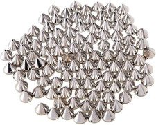 100Pcs 10Mm Silver Acrylic Bullet Spike Cone Studs, Beads, Sew On, Glue On, Stic
