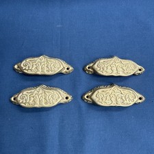 4 Victorian Style Brass Apothecary Bin Pulls Handles NOS