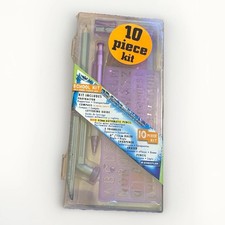 Staedtler 10 Pc School Kit Compass, Triangle, Pencil, Ruler New Old Stock Purple