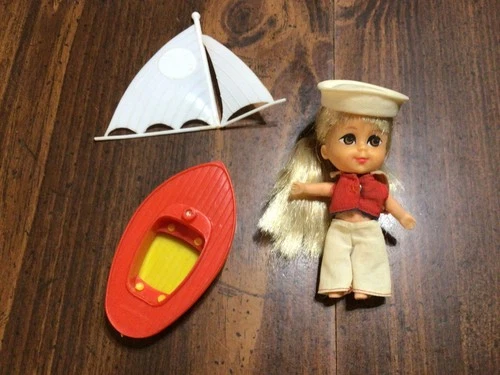 VTG 1965 Mattel Liddle Kiddles Lola Liddle Doll, Outfit, Boat, Sail, Hat!