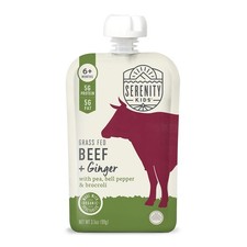  Pack of 12 Serenity Kids Pouch Grass Fed Beef  Ginger Toddler Meal 3.5 Oz