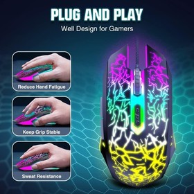 High-Sensitivity 3600 DPI Wired Gaming Mouse - RGB Backlight & Ergonomic Design