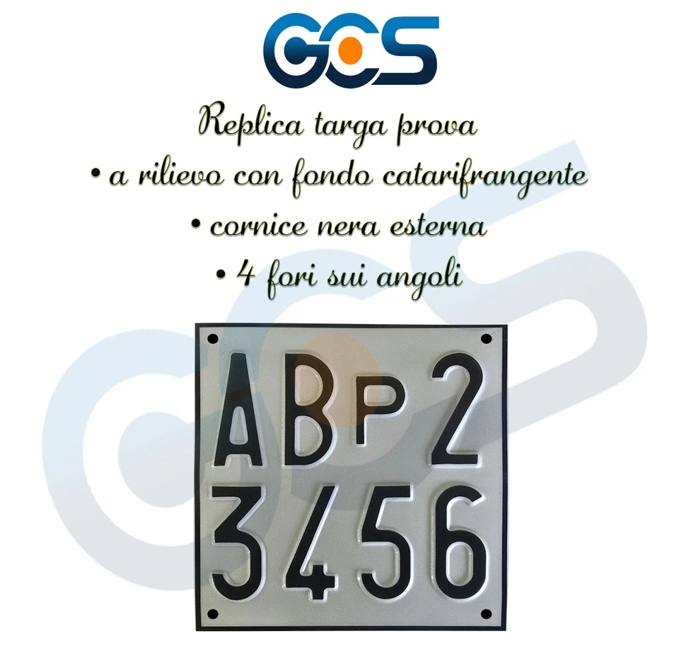 TARGA AUTO PROVA A RILIEVO IN ALLUMINIO ART. 102 D.LGS 285/921 - Imagen 2 de 3