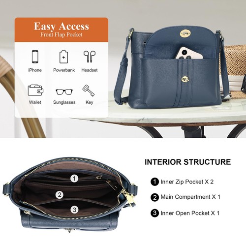 Genuine Leather Crossbody Bags for Women Trendy Purses and Ladies Shoulder Ha... - Picture 5 of 7